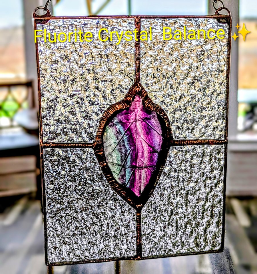 Fluorite Crystal Balance stained glass by Seaside Stained Glass PEI